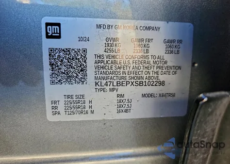 2025 Buick Envista Sport Touring z USA, uszkodzony, nr VIN KL47LBEPXSB102298